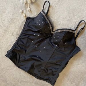 Black Rhinestone Underwire Bustier Corset Top